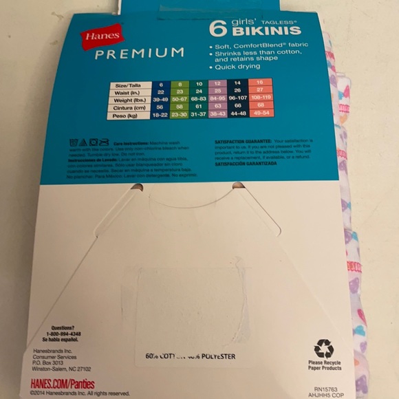 COPY - New Hanes 6 girls bikini size 12. - Picture 3 of 5
